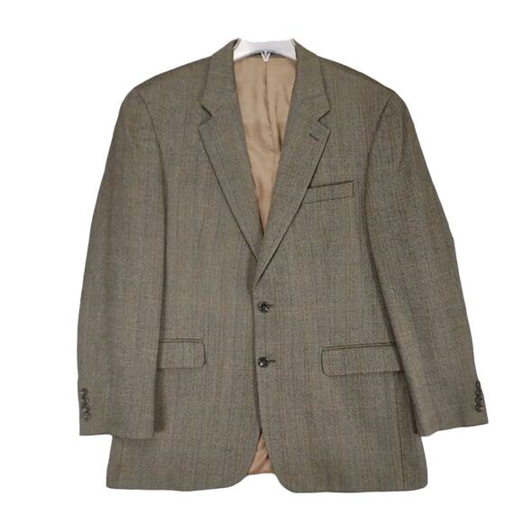 Vtg 90s Y2K IZOD Men's 44L 100% Wool Herringbone Tweed Sports Coat Blazer Jacket - Picture 8 of 8